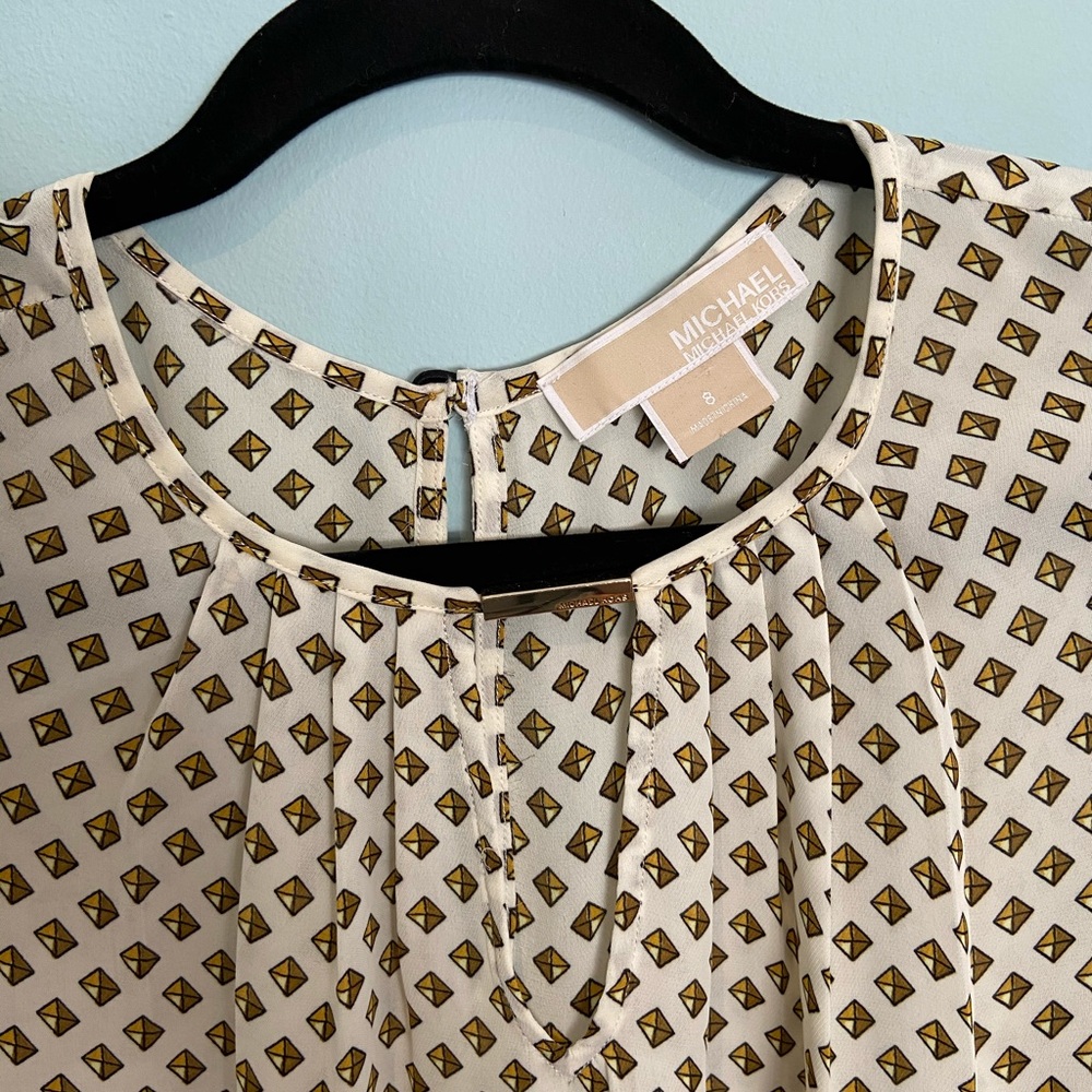 Michael Kors Diamond Print Long sleeve Blouse, 8